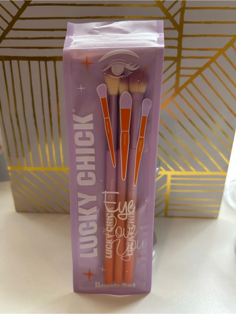 🖌️ Lucky Chick Eye Love You 3-Piece Eye Brush Set New in Bag Factory Sealed 🖌️